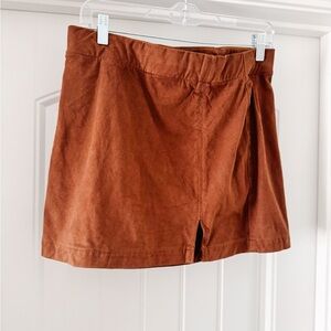 High Waisted Suede Mini Skort